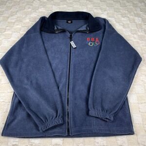 USA Olympic Fleece Jacket‎ Womens Medium Gray Lighweight Made in USA